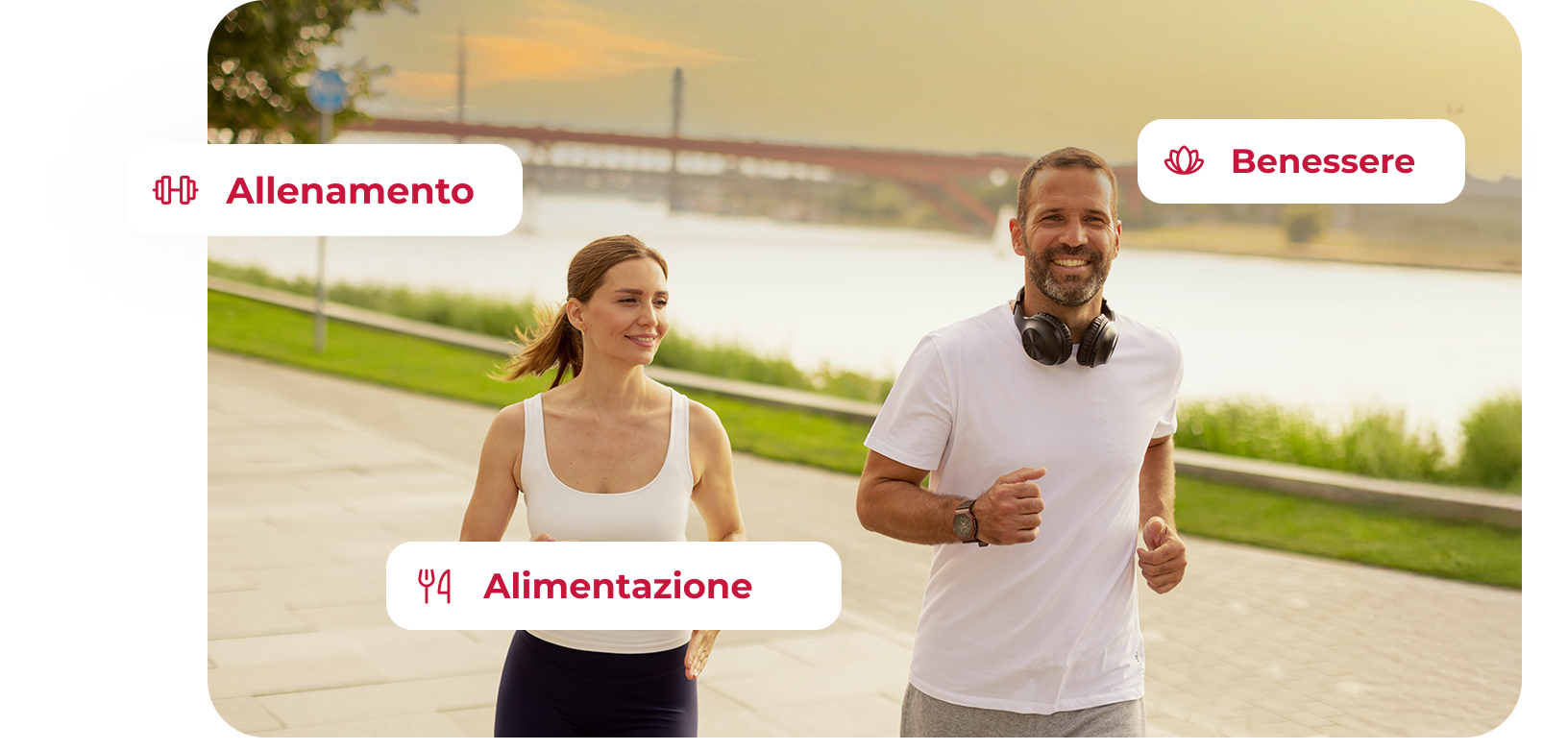 Coppia che si allena all’aperto seguendo i consigli del magazine Kilocal